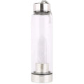 Bouteille d'eau en verre avec pierre naturelle amovible - Bouteille énergétique en verre avec crystal pour le bien-être