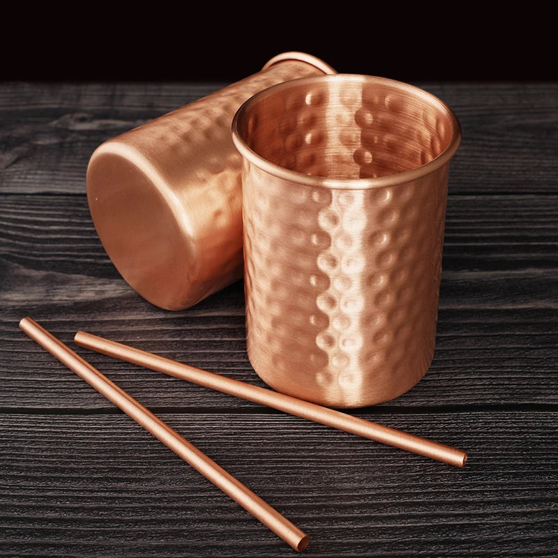 Tasse en cuivre pur 400ml avec paille