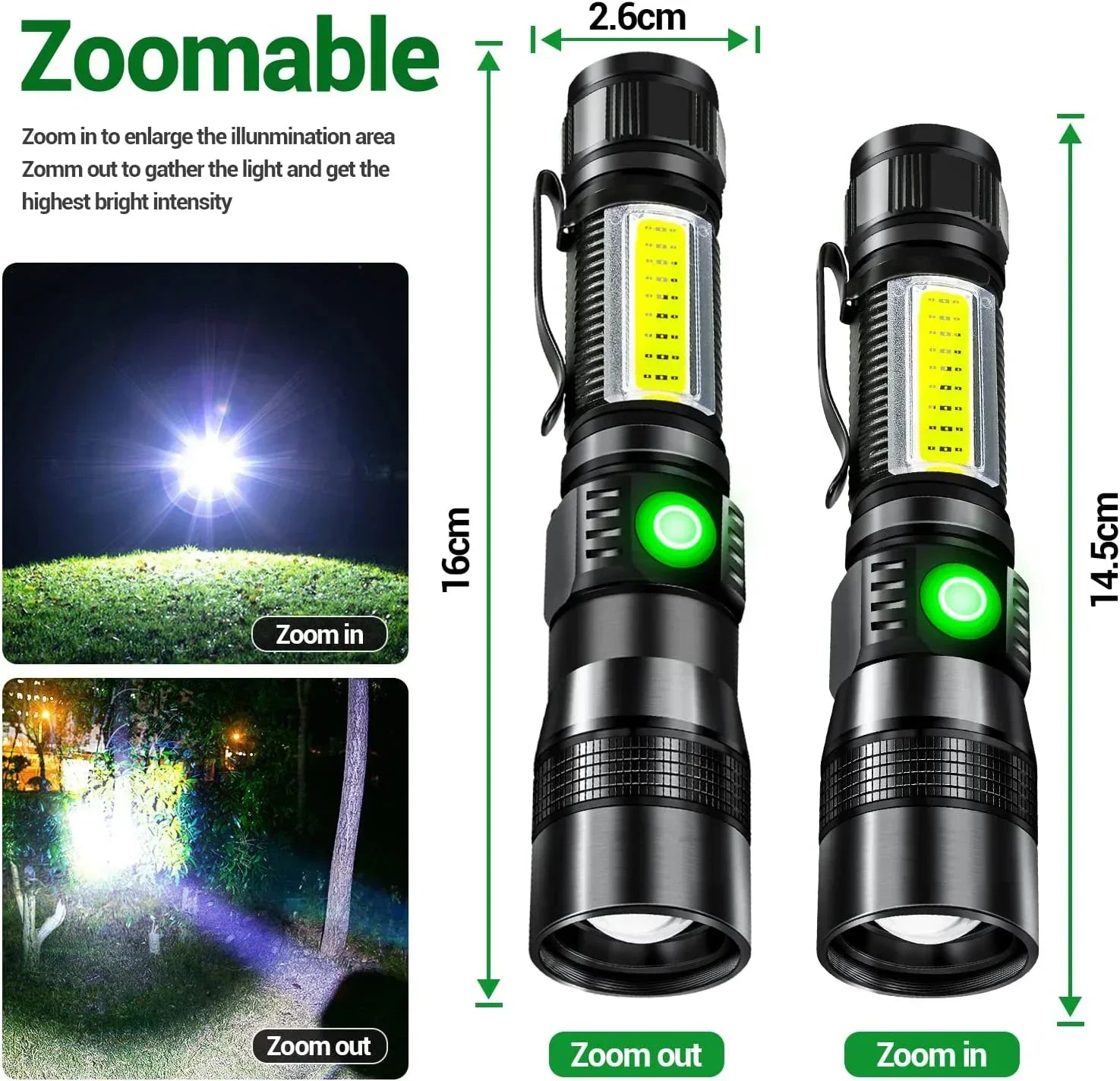 Lampe torche UV et lumière forte rechargeable USB - Lanterne de camping - Détecteur de minéraux - Lampe torche LED ultraviolette à lumière noire