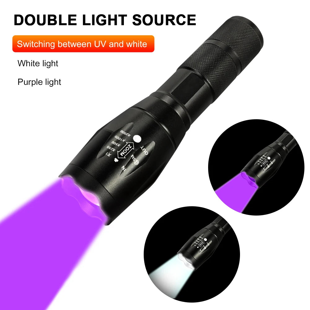 Lampe torche UV mini zoomable 150LM XPE- Lumière ultraviolette