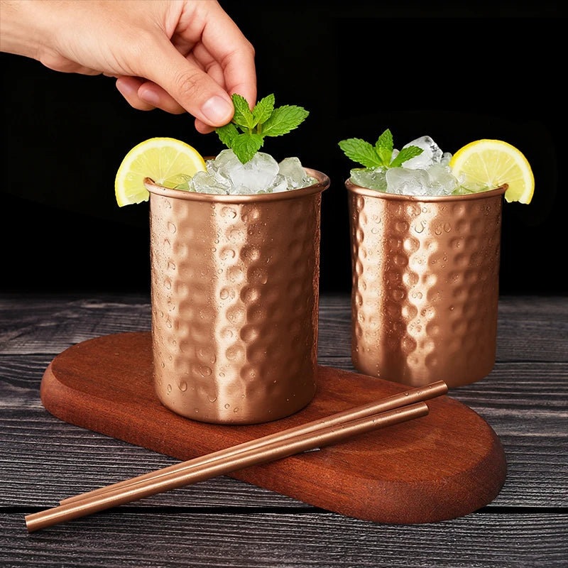 Tasse en cuivre pur 400ml avec paille