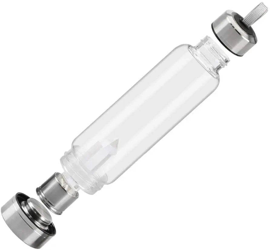 Bouteille d'eau en verre avec pierre naturelle amovible - Bouteille énergétique en verre avec crystal pour le bien-être