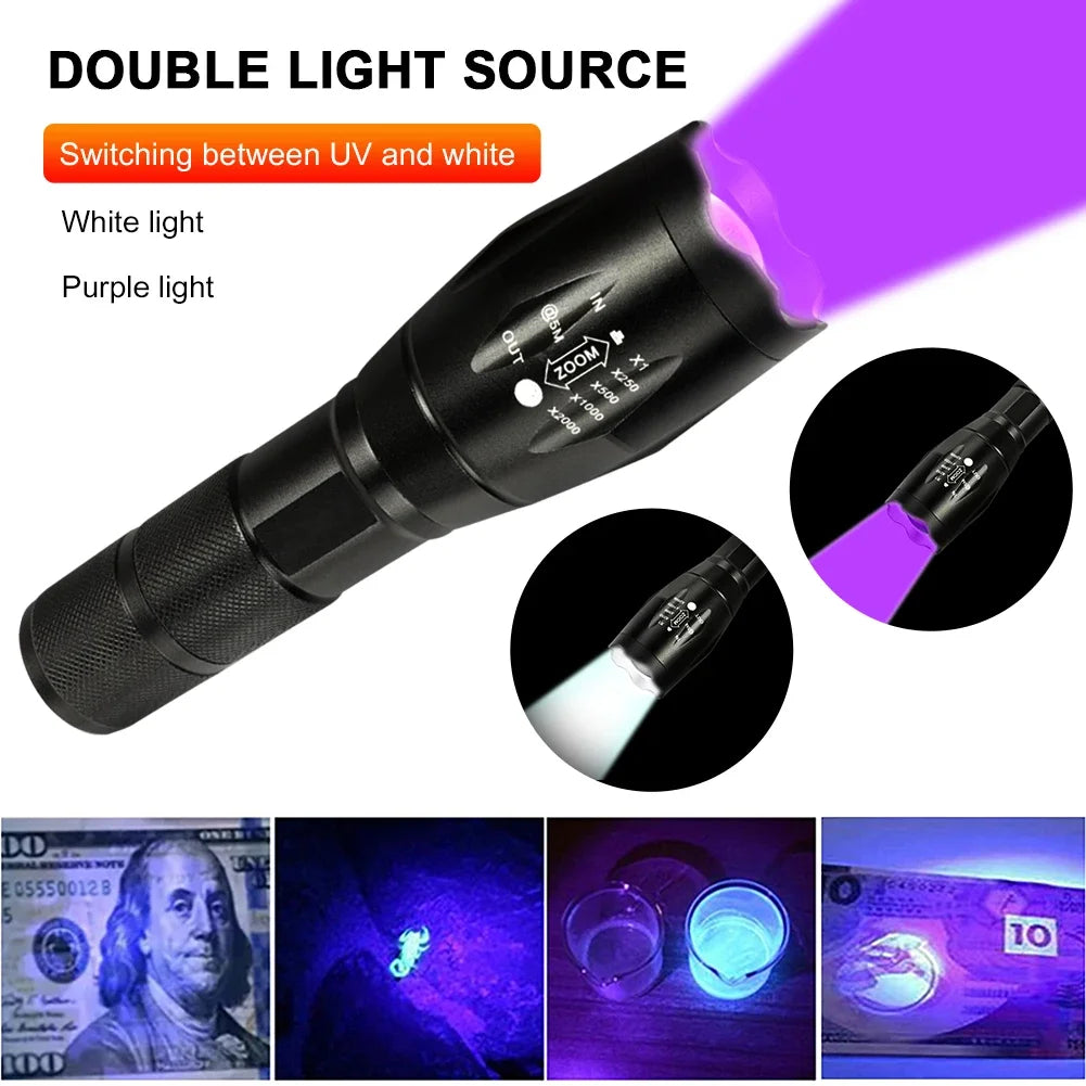 Lampe torche UV mini zoomable 150LM XPE- Lumière ultraviolette