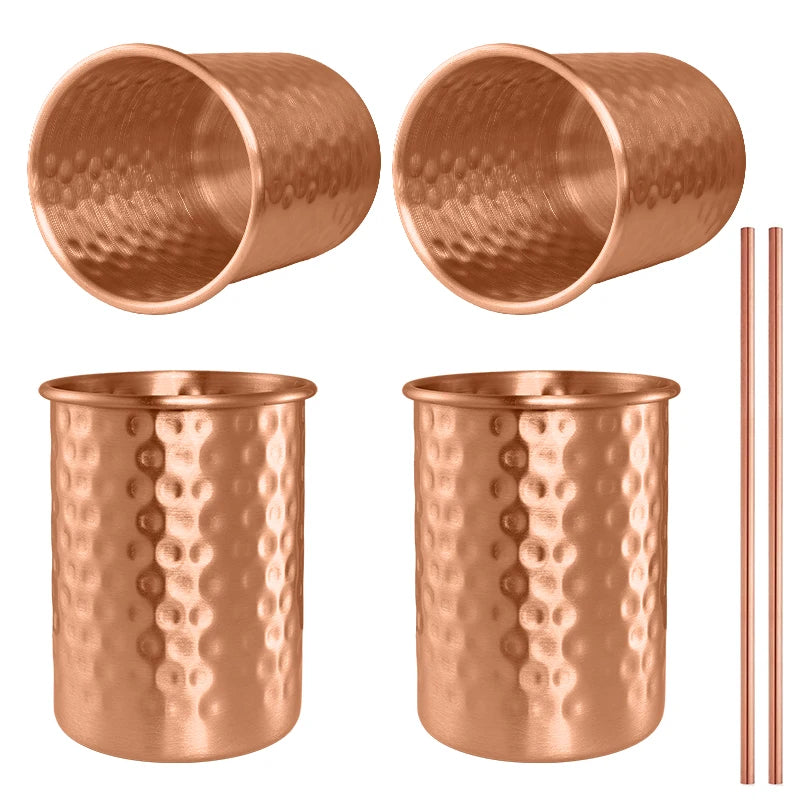 Tasse en cuivre pur 400ml avec paille