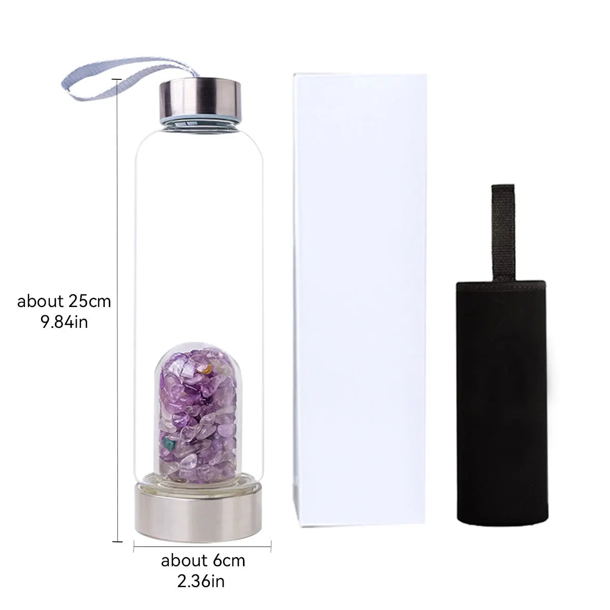 Pierre de cristal naturel,bouteille d'eau énergisante et saine, pierre précieuse de guérison, quartz