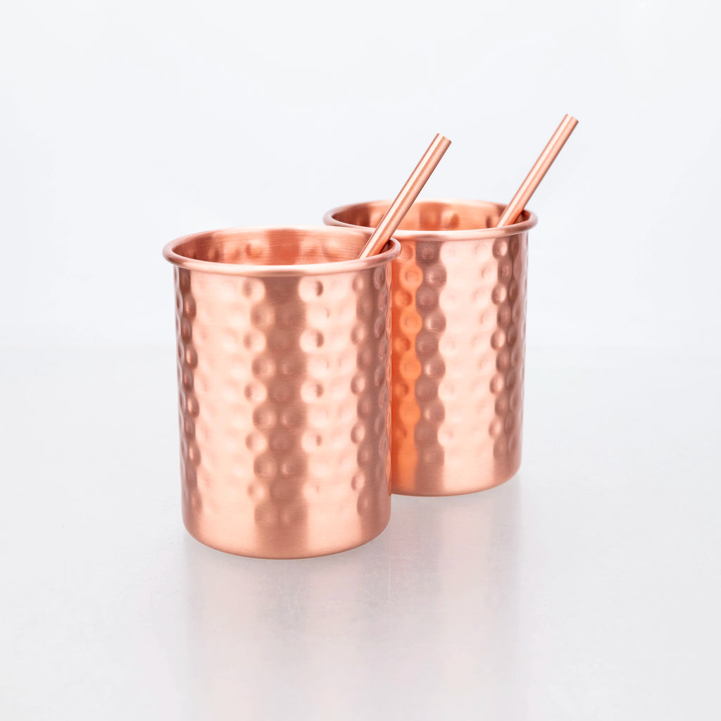 Tasse en cuivre pur 400ml avec paille