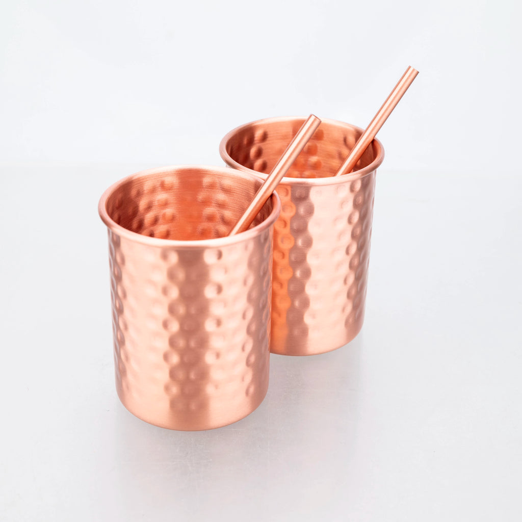 Tasse en cuivre pur 400ml avec paille
