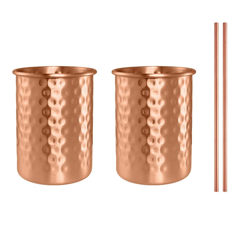 Tasse en cuivre pur 400ml avec paille